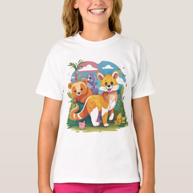 T-shirt Illustration de l'animal de dessin des amis de la  (Devant)