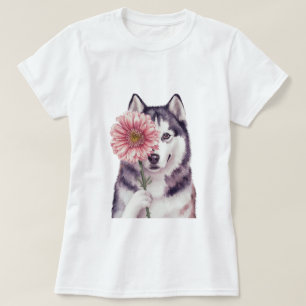 T-shirt Illustration de l'aquarelle adorable Husky