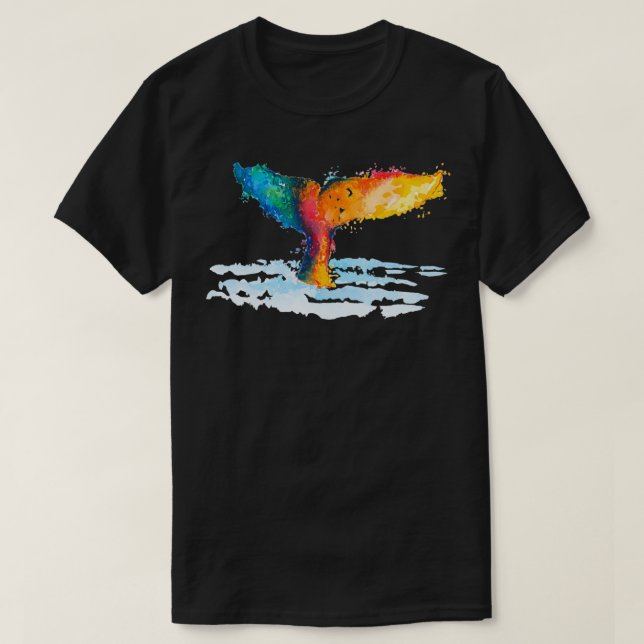 T-shirt Illustration de l'aquarelle de baleine orange (Design devant)