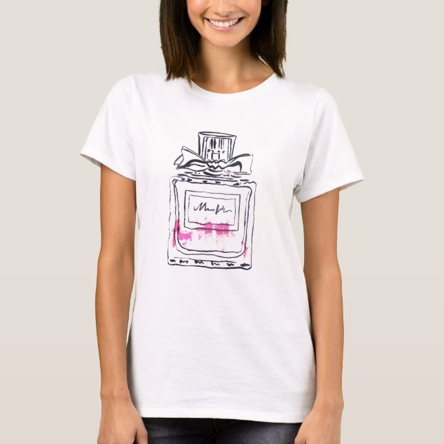 T-shirt Illustration de l'aquarelle de mode de la bouteill (Devant)