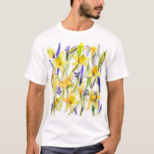 T-shirt Illustration de l'aquarelle des jonquilles jaunes