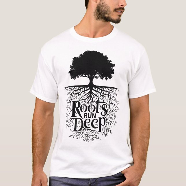 T-shirt Illustration de l'arbre profond des racines (Devant)