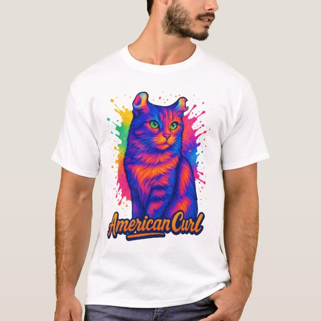 T-shirt Illustration de l'art de la flûte de chat Curl amé (Devant)