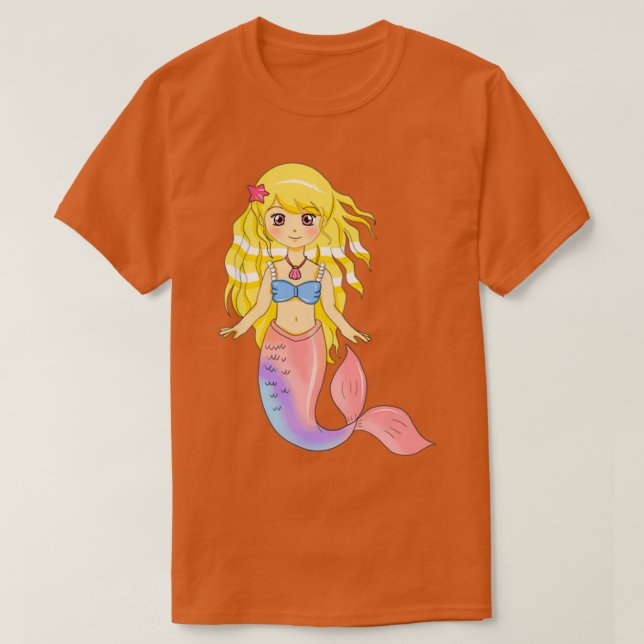T-shirt Illustration de l'art de la mignonne sirène Versio (Design devant)