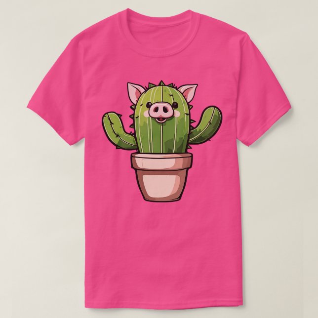 T-shirt Illustration de l'art Pig Cactus (Design devant)
