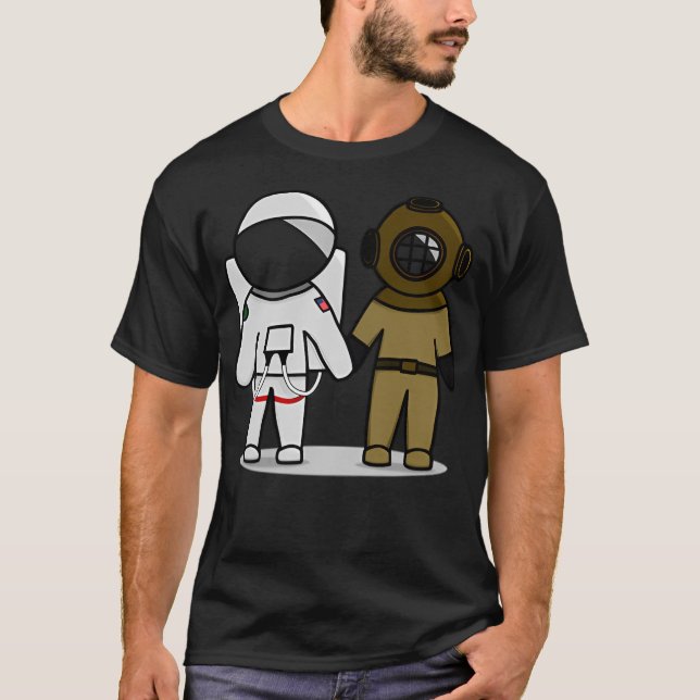 T-shirt Illustration De L'Astronaute Et Du Plongeur (Devant)