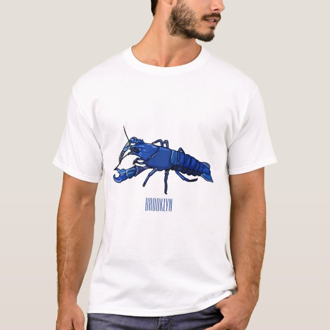 T-shirt Illustration de l'écrevisse marron bleu (Devant)