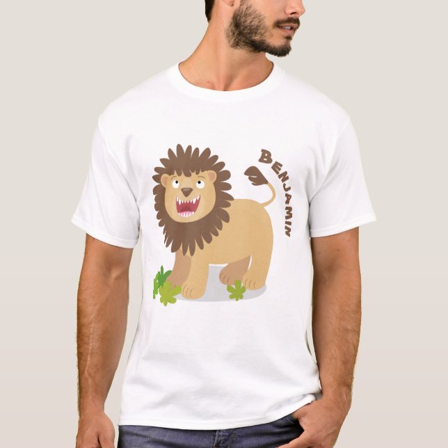 T-shirt Illustration de l'effervescence de lions heureux (Devant)