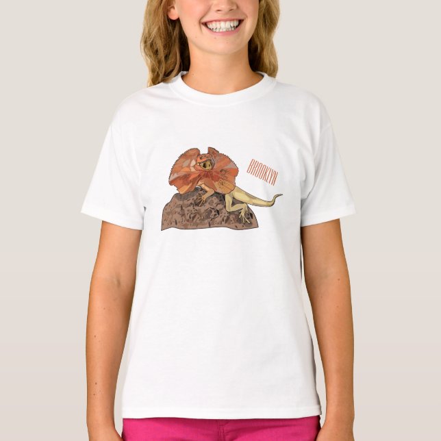 T-shirt Illustration de lézard à col frisé (Devant)