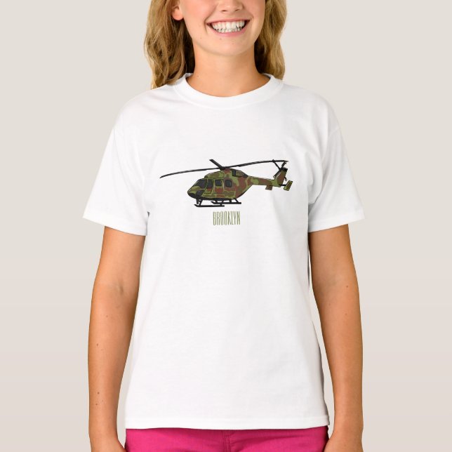 T-shirt Illustration de l'hélicoptère de l'armée (Devant)