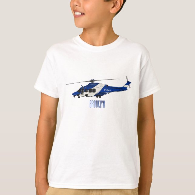 T-shirt Illustration de l'hélicoptère de police (Devant)