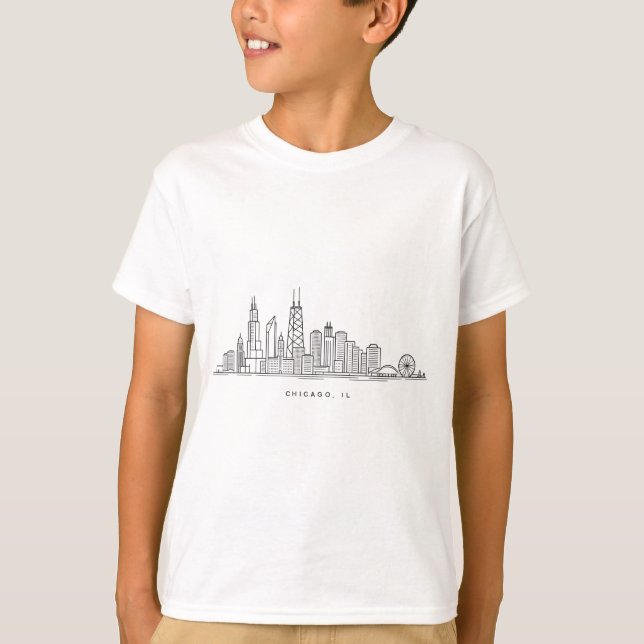 T-shirt Illustration de l'horizon de Chicago IL (Devant)