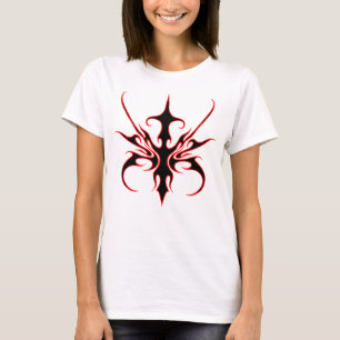 T-shirt Illustration de ligne tribale rouge et noir féroce
