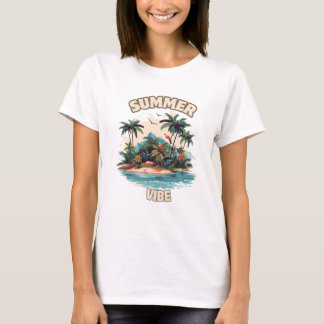 T-shirt Illustration de l'île tropicale Vibe été