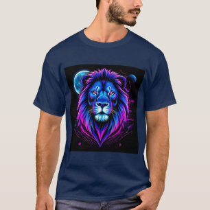 T-shirt Illustration de lion néon avec des formes géométri