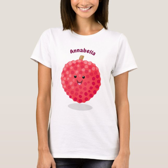 T-shirt Illustration de litchee rose mignon (Devant)