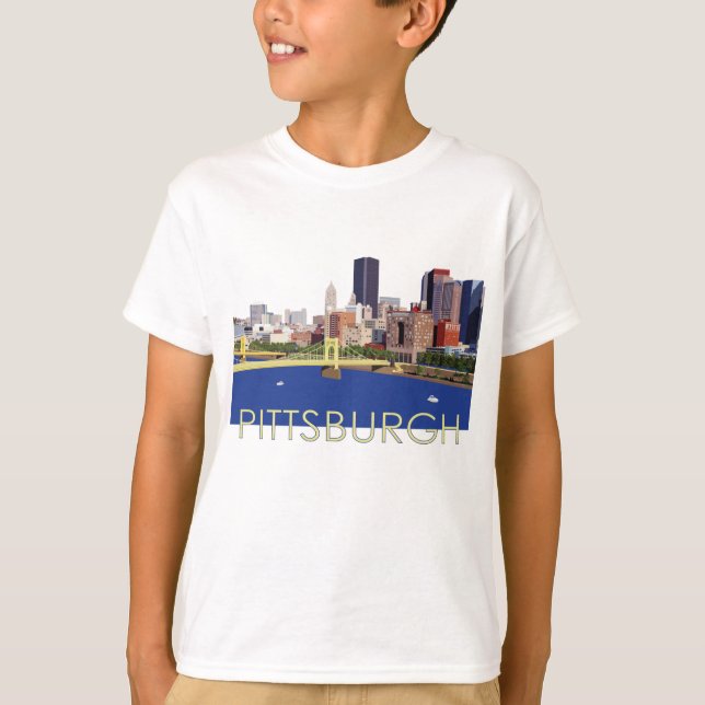 T-shirt Illustration de l'ordinateur Cool Pittsburgh Skyli (Devant)
