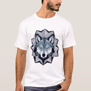 T-shirt Illustration de loup géométrique