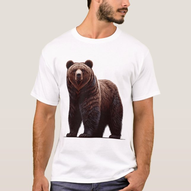 T-shirt Illustration de l'ours grizzli majestueux - Force  (Devant)