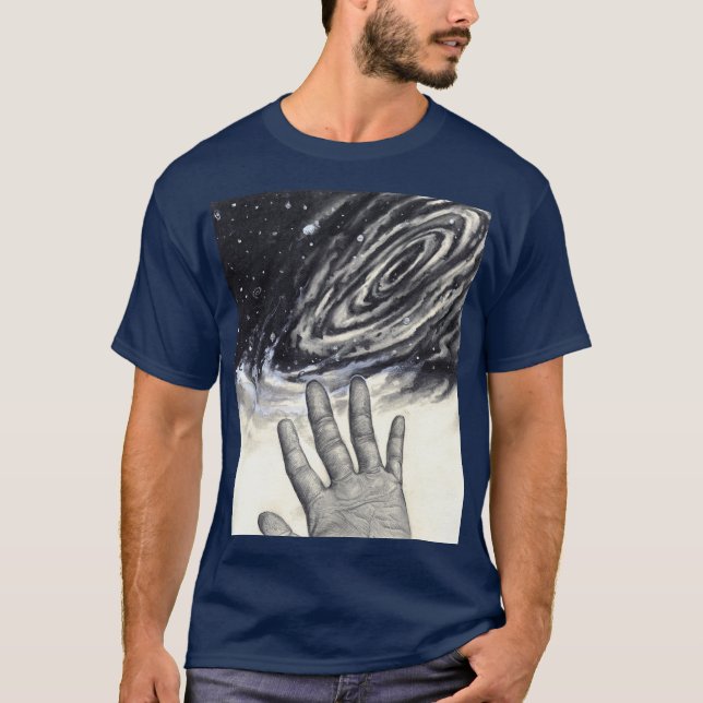 T-shirt Illustration de l'univers de la main pour les étoi (Devant)