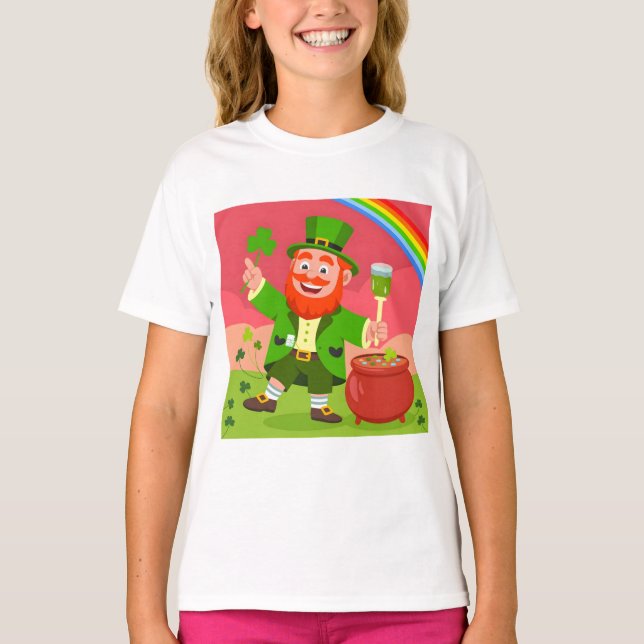 T-shirt Illustration de lutin de la Saint-Patrick (Devant)