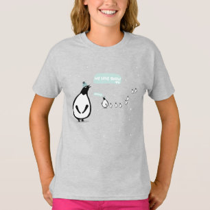 T-shirt Illustration de manchots mignons en hiver