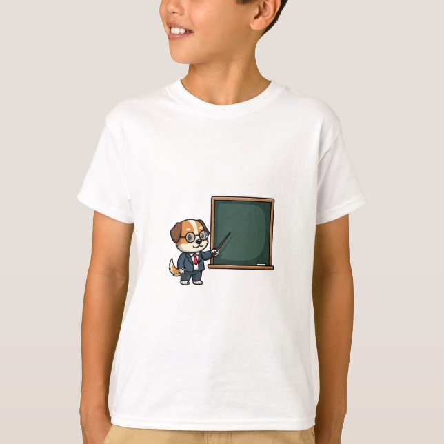 T-shirt Illustration de mascotte de chien professeur intel (Devant)