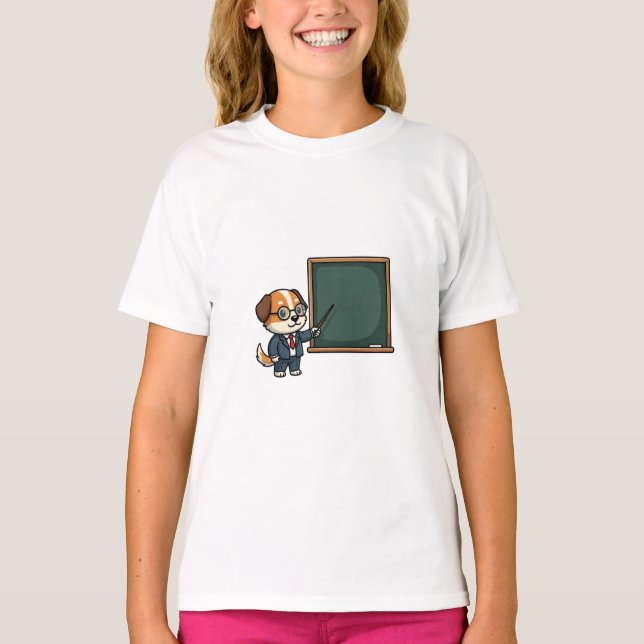 T-shirt Illustration de mascotte de chien professeur intel (Devant)