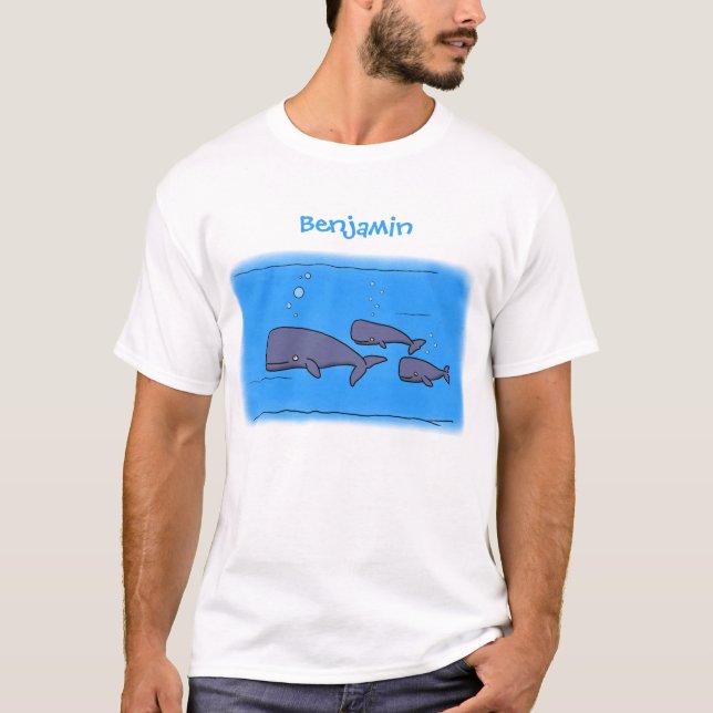 T-shirt Illustration de mignonne migratrice de baleines à  (Devant)