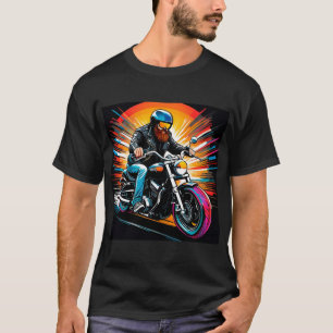 T-shirt Illustration de moto avec cavalier