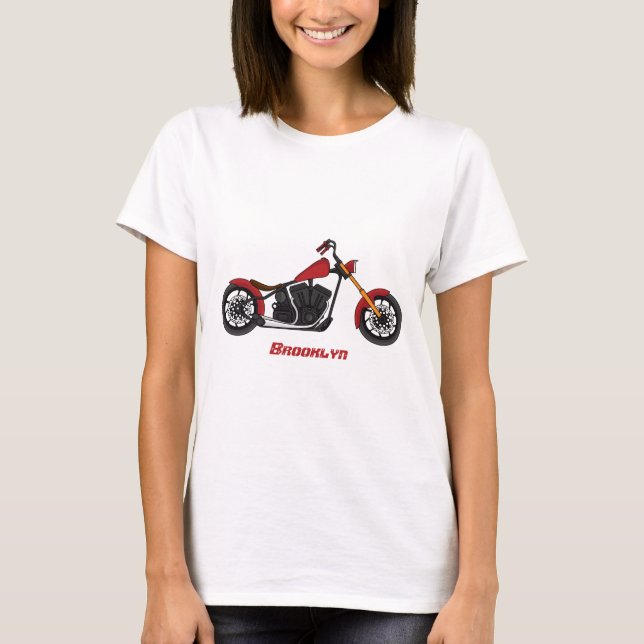 T-shirt Illustration de moto de style chopper (Devant)