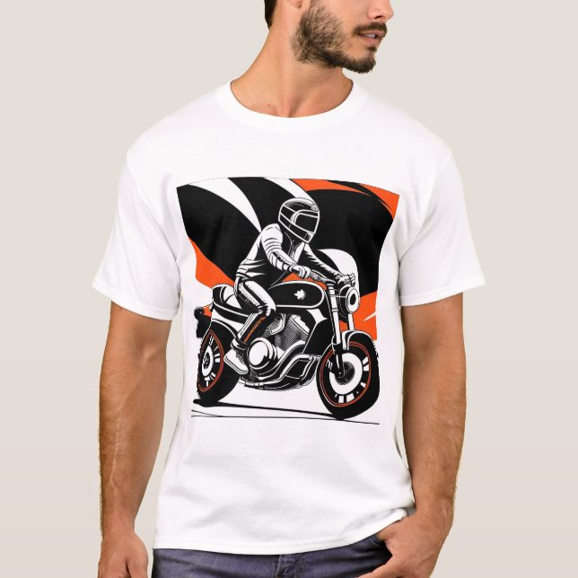 T-shirt Illustration de moto dynamique avec Rider (Devant)