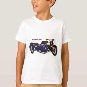 T-shirt Illustration de moto pourpre Sidecar