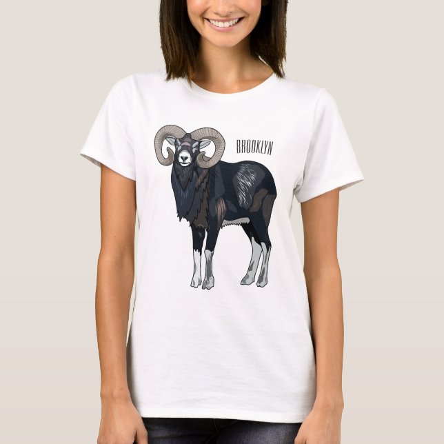 T-shirt Illustration de mouflon, mouton (Devant)
