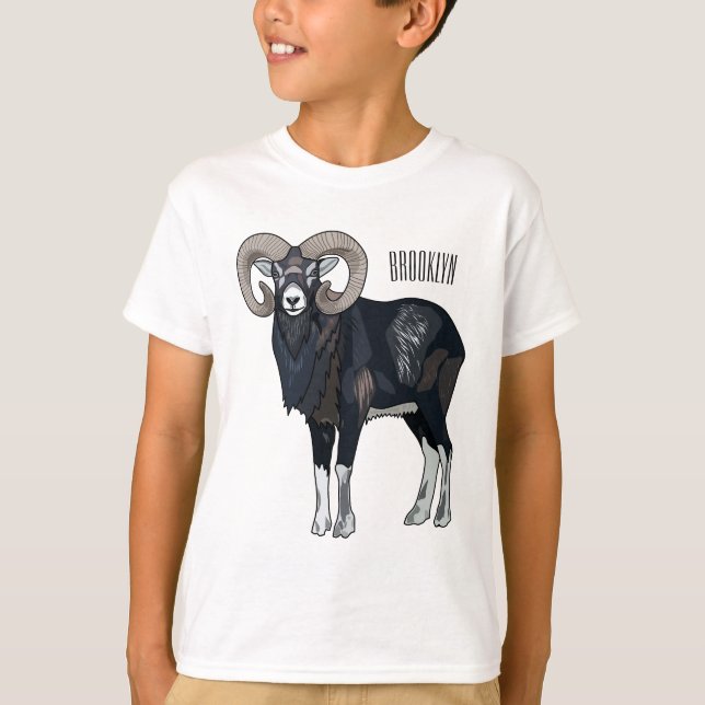 T-shirt Illustration de mouflon, mouton (Devant)
