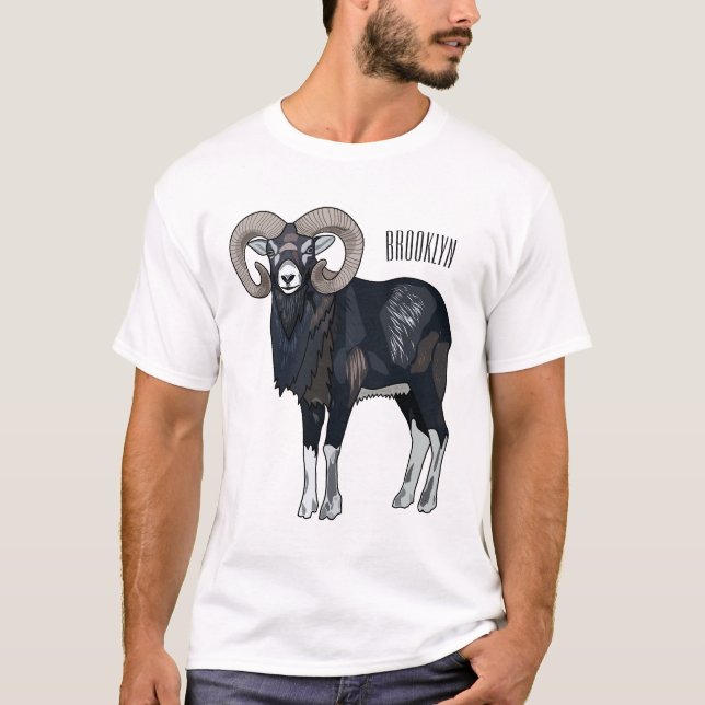 T-shirt Illustration de mouflon, mouton (Devant)