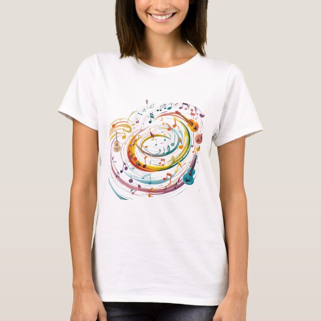 T-shirt Illustration de musique Whimsical avec notes color (Devant)