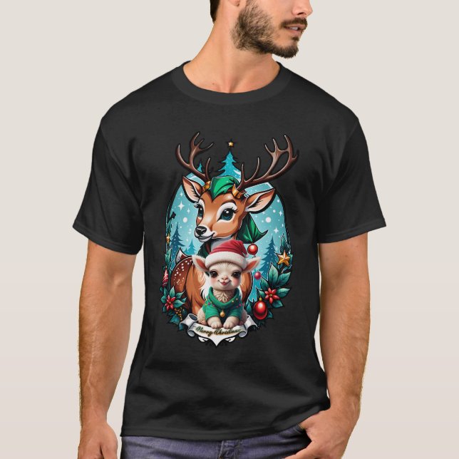 T-shirt Illustration de Noël joyeuse et invitante (Devant)