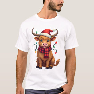 T-shirt Illustration de Noël vintage de vache des Highland
