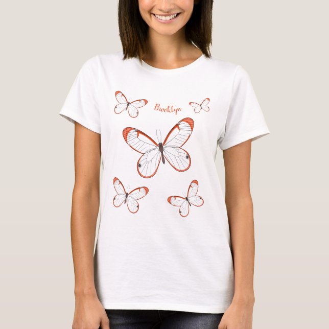 T-shirt Illustration de papillon en verre (Devant)