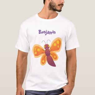 T-shirt Illustration de papillon orange heureux et mignon