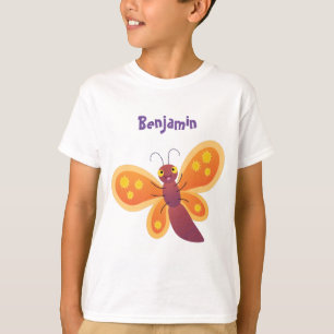T-shirt Illustration de papillon orange joyeux en style ca