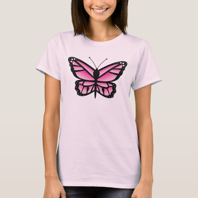 T-shirt Illustration de papillon rose (Devant)