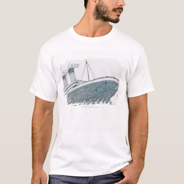 T-shirt Illustration de passager tombant de Titanic (Devant)