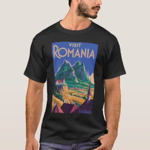T-shirt Illustration de paysage de Roumanie Art de voyage