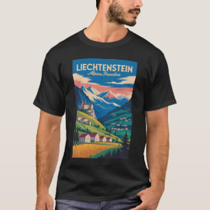 T-shirt Illustration de paysage du Liechtenstein Art de vo