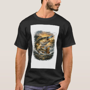 T-shirt Illustration de pêche au black bass à grande bouch