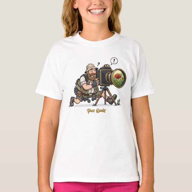 T-shirt Illustration de photographe de faune rétro (Devant)