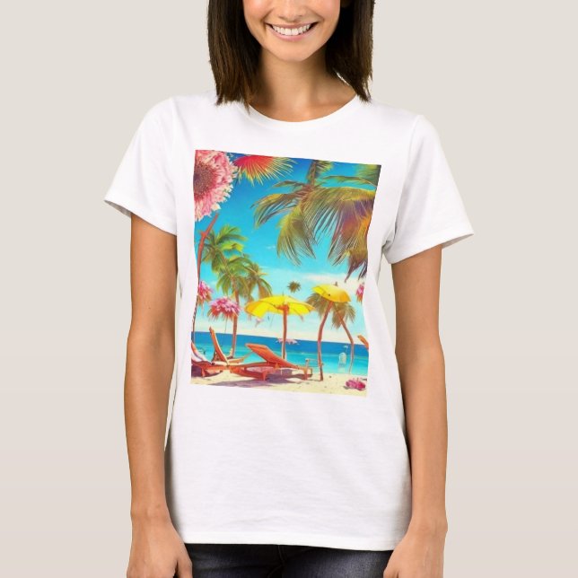 T-shirt Illustration de plage (Devant)