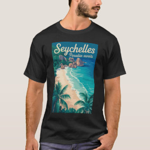 T-shirt Illustration de plage vintage aux Seychelles Art d